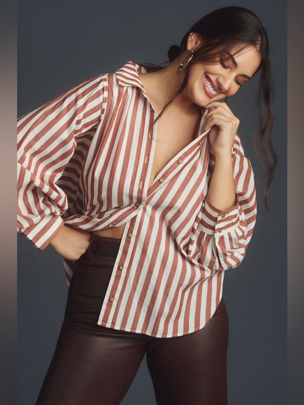 Anthropologie Bailey Boyfriend Batwing Buttondown Blouse by Pilcro